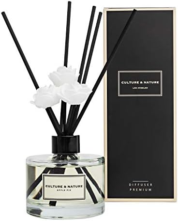 CULTURE & NATURE Reed Diffuser Set 6.7oz (200ml) Apple Pie Scented Diffuser with Sticks Home Fragrance Reed Diffuser for Bathroom Shelf Decor
