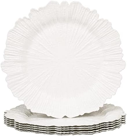 MAONAME White Charger Plates Set of 6, Reef Chargers for Dinner Plates
