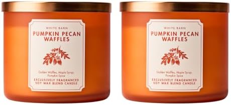 Bath & Body Works 3-Wick Candle, Pumpkin Pecan Waffles Scent, 2 Pack