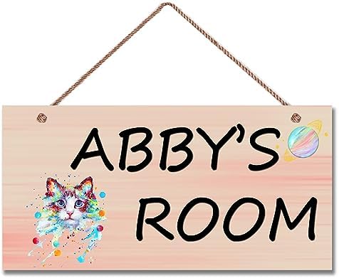 Personalized Signs Cute Cat Sign For Pet House Custom Name Sign For Boys Bedroom Girls Room Baby nursery Door Wall Decor for Kids Room Kitty Litter Cat house