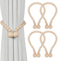 KLOGTSIND Magnetic Curtain Tiebacks, 4 Pack Wood Bead Curtain Holdbacks