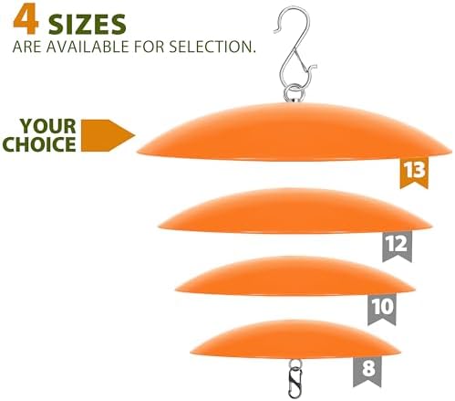 13" Bird Feeder Rain Guard, Hummingbird Feeder Shade Dome Cover, Hanging Baffle for Bird Feeder Pole,Smart Birds Feeder's Umbrella(Translucent Orange), 2 Pack