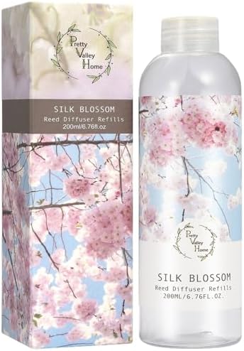Reed Diffuser Oil Refill, Silk Blossom, 6.76oz（200ml Scented Oil Refill for Reed Diffuser Home Fragrance for Bedroom, Bathroom Office Home Decor
