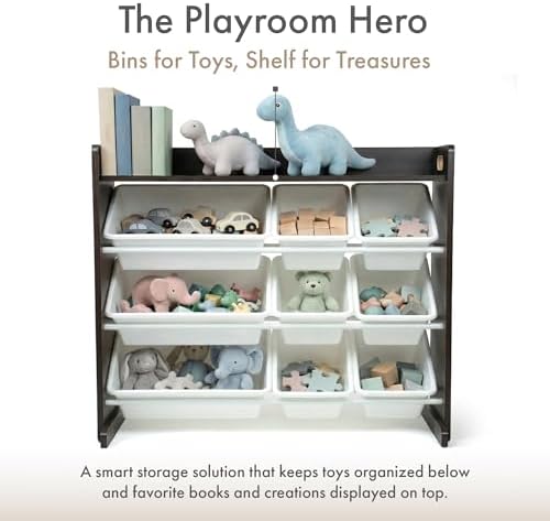 Humble Crew Kids Toy Organizer with Display Shelf, 9 Bins, 3 Tier Storage