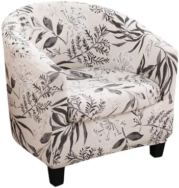 NILUOH Club Chair Slipcover 2 Piece Stretch Barrel Chair Covers Printed Tub Chair Slipcovers Soft Accent Armchair Sofa Protector for Living Room（Flowers 17）