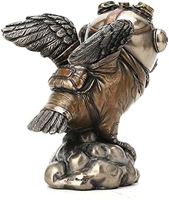 Veronese Design 4 1/8" Flying Ace Aviator Owl Steampunk Cold Cast Bronzed Resin Statue Animal Figurine Military Collectible