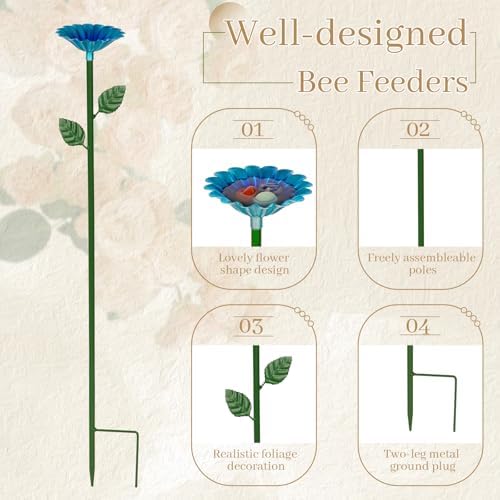 6 Pack Bee Watering Station, Bee Bath for Garden Outdoor Yard Decor