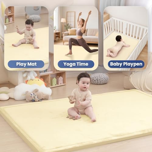 Baby Play Mat for Floor,59 * 71in(Vanilla)