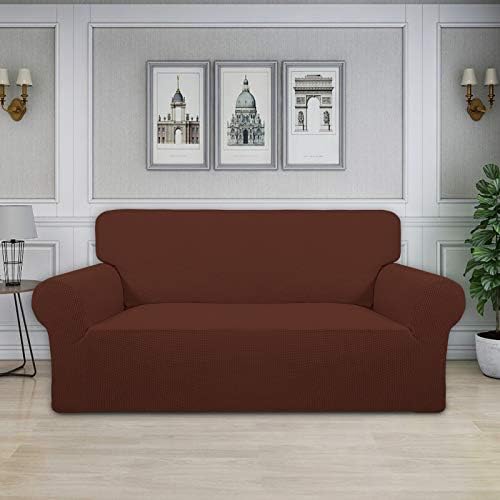 Easy-Going Stretch Oversized Loveseat Couch Covers Washable Coffee
