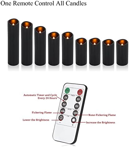 Vinkor Flameless Candles (Black Set of 9)