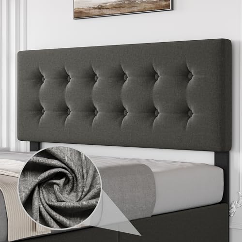 IDEALHOUSE Full Bed Frame with 4 Storage Drawers and Headboard, Light Grey