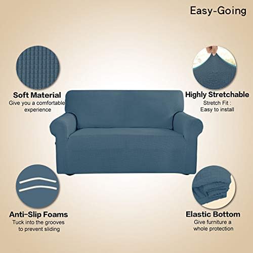 Easy-Going Stretch Couch Covers for Sofa Washable Large Bluestone