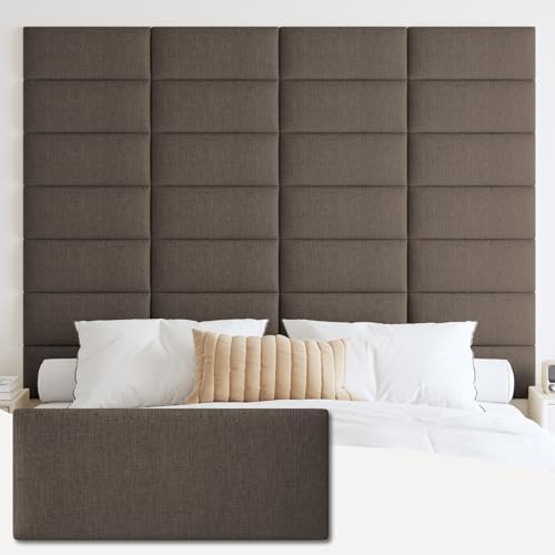 IFNOW Wall Mounted Headboard, Peel and Stick Panels, Brown, King
