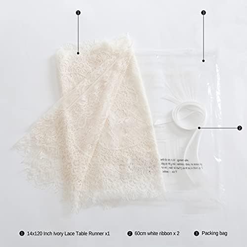 Lace Table Runners Farmhouse Chic Runner 14x120 Inch Rustic Wedding Ivory