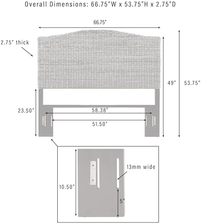 Crosley Furniture Serena Rattan Bed Headboard, Queen