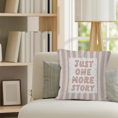 Retro Pink Striped Girl Nursery Reading Throw Pillow Cover 18x18