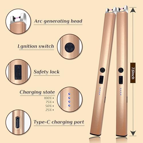2 PCS Candle Lighter,Windproof Flameless Rechargeable Electric Lighter
