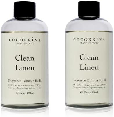 COCORRÍNA Refill - Clean Linen 6.7 fl oz /2 Pack Reed Diffuser Refill