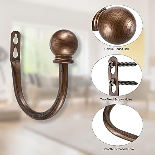 Sumnacon Curtain Holdbacks 2 Pcs Wall Mounted Curtain Tiebacks,Red Bronze