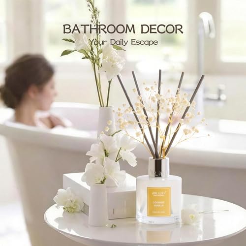 Airkeep Reed Diffuser Set,3.38 fl oz (100 ml) - Coconut Vanilla Oil Diffusers with 8 Reed Sticks, Home Fragrance Reed Diffuser for Bathroom Shelf Decor