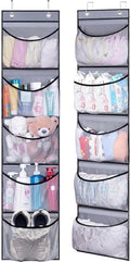 Hanging Shelves Over the Door Organizer Storage for Closet with 5 Pockets Organizer for Bedroom Bathroom, 2 Pack（Grey）