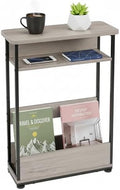 YEAKOO Narrow Side Table with Storage Shelf, 3-Tier Slim End Table