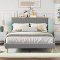 Bestier Queen Size Bed Frame with Adjustable Headboard & LED, Light Grey