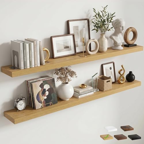 72 Inch Floating Shelves for Wall, 8"D Wood Storage Shelves, Oak Finish
