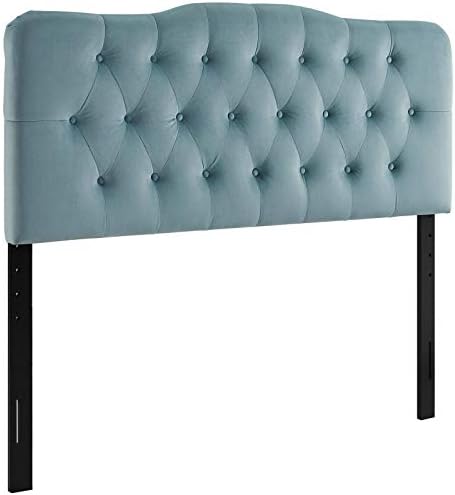 Modway Annabel Diamond Tufted Performance Velvet Queen Headboard in Light Blue