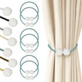 Hion Magnetic Curtain Tiebacks Blue 6pcs, Curtain Holdbacks Hooks Holders