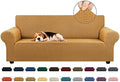 KEKUOU Stretch Couch Covers for Sofa, 3 Cushion Couch Slipcover,Golden