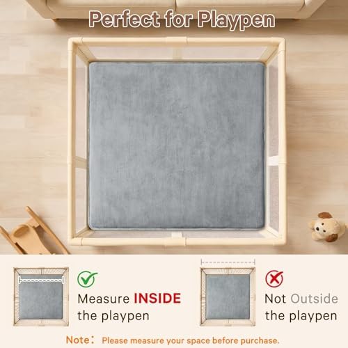 Baby Play Mat Floor,Tummy Time Area Rug 50x50 Playpen Muscle Mat Light Grey
