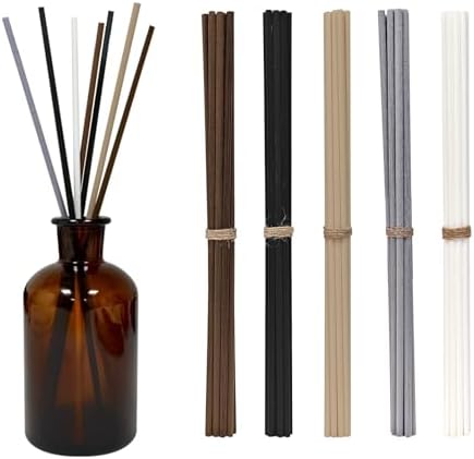 5 Mixed Colors 10inch Diffuser Replacement Sticks - 60Pcs Fiber Reed Fragrance Sticks Refill for Home and Bathroom - Rattan Essential Oil Sticks for Scented Diffuser