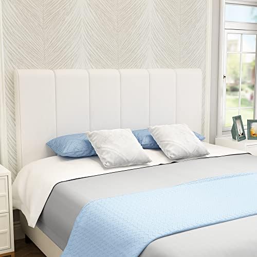 Yongchuang Queen Headboard Only, White Faux Leather Upholstered Head Board