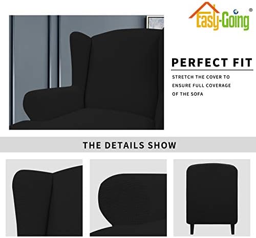 Easy-Going Stretch Large Wingback Chair Sofa Slipcover Black