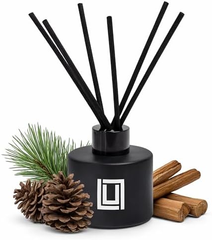 Reed Diffuser Set | Balsam & Cedarwood | 6 Reed Sticks | Scent Diffuser for Bedroom Bathroom Living Room & Office (4.2 FL Oz.)