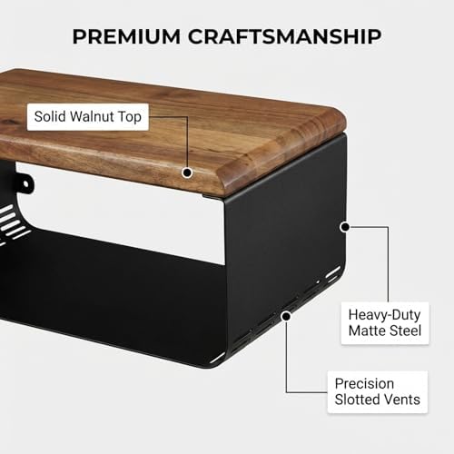 Floating Nightstand with Walnut Top | Modern Bedroom Decor | Minimalist Wall-Mounted Bedside Nightstand | Wall Mounted Shelf | Obsidian Oasis: Bold Black