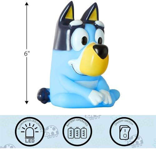 Idea Nuova Bluey Squishy Night Light,6" Soft Silicone LED Mood Lamp for Kids’ Bedrooms, Nursery Décor, Bluey Collectors, Birthday & Holiday Gifts
