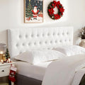 Tufted Upholstered Headboard Full Size, Adjustable Height 37- 51 in, White