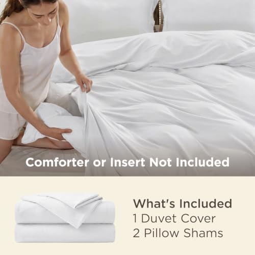 Bedsure Duvet Cover Full Size, Soft Double Brushed Bedding Set, 3Pcs, White