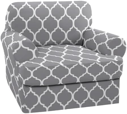 NILUOH 2-Piece T-Cushion Armchair Slipcover, Stretch Chair Cover with Separate Seat Cushion Cover, Soft Washable Furniture Protector for Living Room