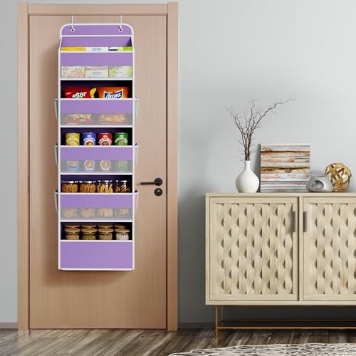 Univivi Over Door Hanging Organizer for Baby Nursery, Purple, 5-Shelf