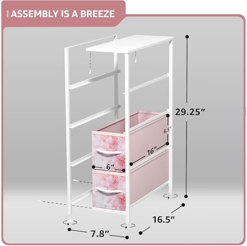 Sorbus 4-Drawer Narrow Dresser for Bedroom (Tie-dye Pink)