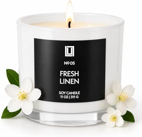 Lulu Candles | Fresh Linen | Luxury Scented Soy Jar Candle | Hand Poured in The USA | Highly Scented & Long Lasting | 11 Oz.