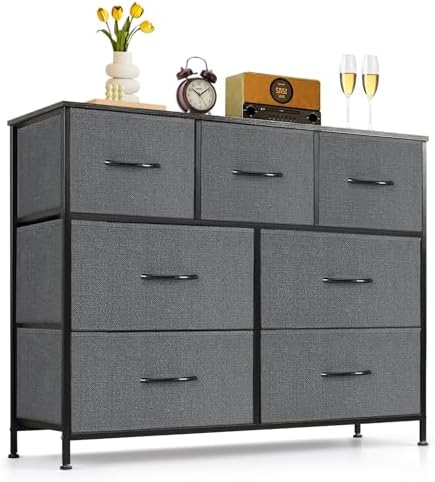 7-Drawer Dresser for Bedroom, Anti-Tip Wide Storage Organizer Fabric