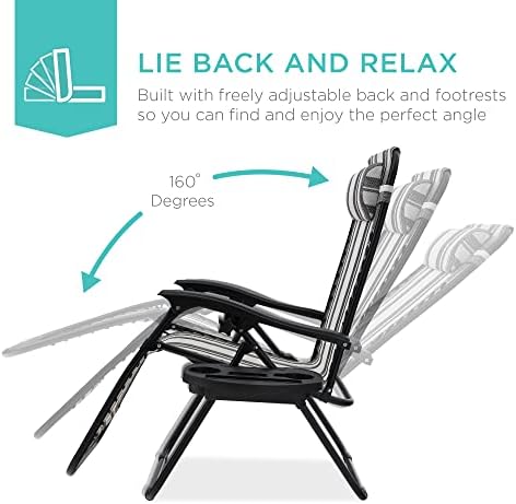 Best Choice Products Zero Gravity Chair Recliner, Gray Stripes