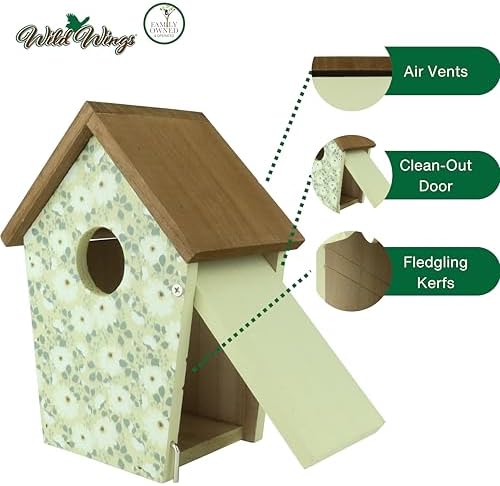 Wild Wings Decorative Bluebird House Olive Blossoms, Green