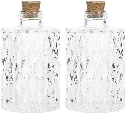 MyGift Clear Glass Reed Diffuser Bottles Vintage Apothecary Vases Set of 2