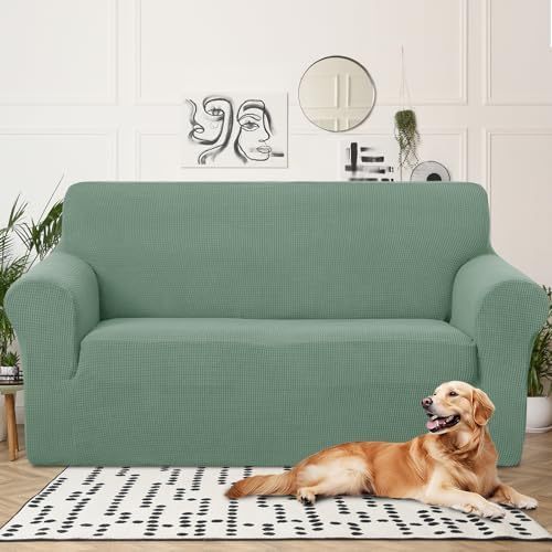 U-NICE HOME Oversized Stretch Loveseat Couch Cover, Cyan