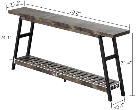 ChooChoo 70.9 Inch Long Console Tables for Entryway, Hallway Table, 2-Tier